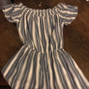 Blue and white romper